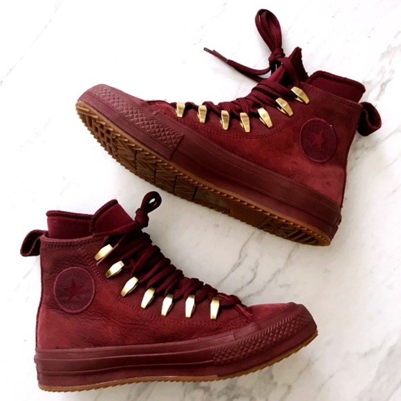 Converse Shoes - Converse Leather Dark Red High Tops 5